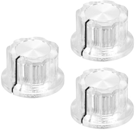 QUARKZMAN 3 Stück Potentiometer Drehknöpfe Passend für 6.4mm Schaft Töpfe, Set Schraube Messing Einsatz, Transparente Lautstärkeregler Knopf für Gitarreneffektpedal Ersatz