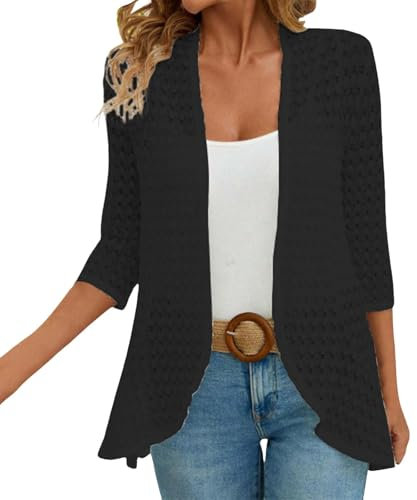 Dinglong spolverino Donna Cardigan con Maniche in Tinta Unita in Pizzo con Autunnale da Donna spolverino Donna Cardigan Donna Estivo Cardigan Donna Cotone Cardigan Donna Cardigan Lungo Donna Estivo
