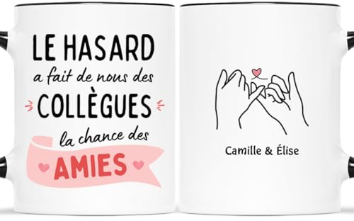 𝗖𝗔𝗗𝗘𝗔𝗨 𝗣𝗟𝗨𝗦 Mug Personnalisé Prénom - Hasard Fait des Collègues Chance des Amies - Idee Cadeau Collegue de Travail, Cadeau Personnalisé Collegue, Mug Meilleure Collegue, Mug Collègue Humour