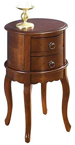 MEILISHAOMEI Kleiner runder Tisch aus amerikanischem Massivholz,Sofa-Beistelltisch,Zeitschriftentisch/Nachttisch/Telefontisch,mit 2 Schubladen,hohen Beinen,2 Farben(Farbe:Kirsche,Größe:15,7415,7