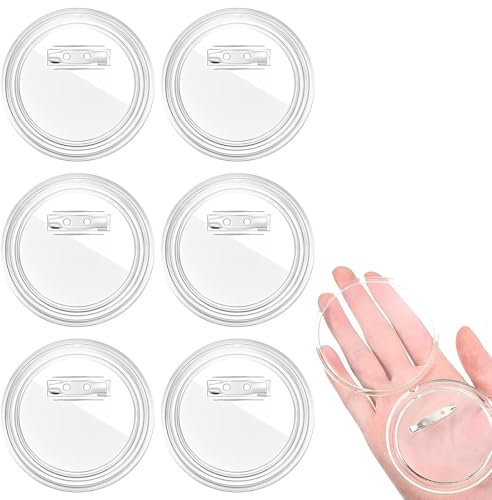 MEXRUMI 15 Stück Buttons Anstecker Zum Selbstgestalten, Knöpf Buttons Selber Machen Ohne Buttonmaschine, Transparente Diy Ansteckbuttons, Acryl Abzeichen Button Mit Anstecknadel Für Foto Bild Kleidung