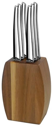 Lou Laguiole Jet - Bloc bois d'acacia 6 couteaux steak