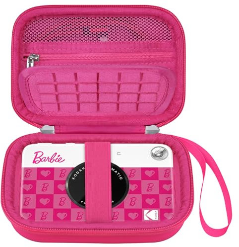 Elonbo Carrying Case for Kodak x Barbie Printomatic Full-Color Instant Print Digital Camera, Portable Bluetooth Photo Printer Storage Holder Bag, ​Mesh Bag Fits Photo Paper SD Card Cable, Raspberry