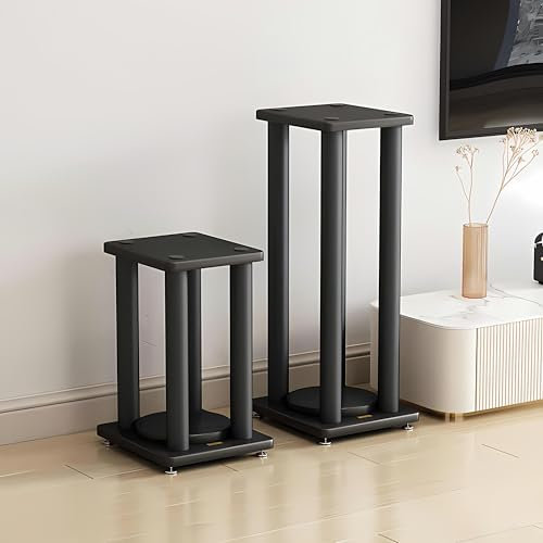 Heavy Duty Speaker Stand, speaker floor stand Each Holds 88lbs Large Speaker, Vibration-Absorbing MDF Design, speaker stands with feet and universal wheels, Can be moved and rotated 360° (60cm/23.6in)