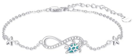 PARYFO Schildkröte Armband 925 Sterling Silber Unendlichkeits Armband mit Schildkröte Ozean Strand Schmuck Geschenke für Frauen Mädchen