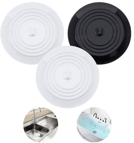 Tappo Lavandino Silicone, 3 Pezzi 15cm Copertura di Scarico in Silicone per Pavimento, Anti-Odore, Morbido Tappo Lavello Universale per Alimenti e Capelli per Lavandini, Lavabi e Vasche da Bagno
