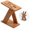 Cabilock Z-Shaped Cutlery Stand Bamboo Storage Block Easy-Clean Design for Scissors Cleavers