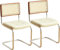 Lot de 2 chaises modernes en rotin capitonné avec dossier en canne et pieds en métal Blanc