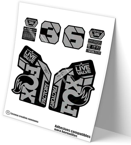Ref: VP467 Aufkleber, kompatibel mit Fox 36 Factory Live Valve MTB, Sticker, Aufkleber, Aufkleber für Mountainbikes (Silber)