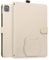 DayQiQiPu Etui pour Apple iPad Pro 12,9 Pouces (6e/5e/4e/3e Gén, 2018-2022) Housse Portefeuille PU Cuir avec Relief 3D Chat Magnétique Support Coque Cas Flip avec Auto Veille/Réveil Blanc Cassé