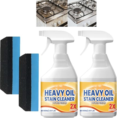 Heavy Oil Stain Cleaner Kitchen，Grease Cleaner Heavy Duty For Kitchen，Heavy Duty Degreaser Spray，Clean Up Kitchens Oil Stains For Oven, Stovetops & Range Hoods. (2pcs)