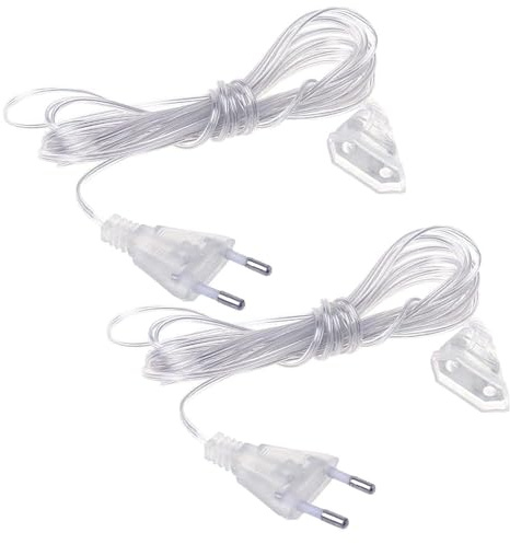 yivom 2 Pcs Prolunga Elettrica 3 Metri, Cavo Elettrico Trasparente con Spina, Cavo di prolunga Elettrico Trasparente per Illuminazione LED e Uso Esterno, Connettore Euro-220v