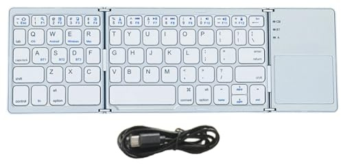 BOFRHME Bluetooth Keyboard Folding Wireless Keypad Touchpad for IOS/Android/Tablet Mobile Phone Keyboard Easy Install Silver