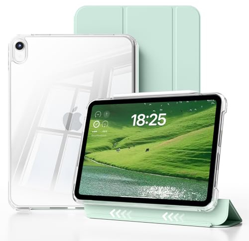 JKSML Clear Case for iPad Mini 7 (A17 Pro 2024)/iPad Mini 6 (2021) 8.3 Inch | Slim Light Shockproof Transparent Hybrid Back Anti Yellowing Cover, Supports Apple Pencil Pro & USB-C Charging (Light Green)