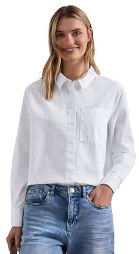 Street One Langarm Bluse mit Hemdkragen aus Twill White 38