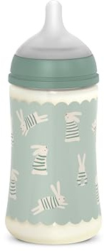 Suavinex, Biberón 270 ml con Tetina Fisiológica SX Pro de Silicona, con válvula Anticólico, de Flujo Medio (M), para Líquidos Densidad Media, Leche, Zumos o Agua. Bebés +3 Meses. Wonder Verde