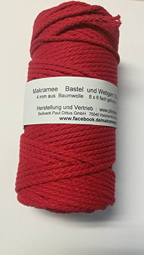 Makrameegarn Makramee Baumwollgarn Bastelgarn rot 100 Meter