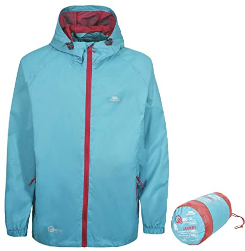 Trespass Qikpac Jacket, Aquatic, M, Kompakt Zusammenrollbare Wasserdichte Jacke für Damen und Herren / Unisex, Medium, Blau