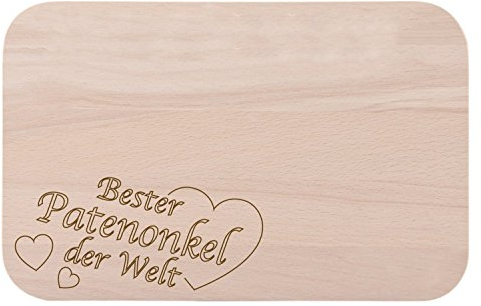 Frühstücksbrettchen/Frühstücksbrett mit Gravur Bester Patenonkel der Welt als Geschenk - aus Holz - Geschenkidee ideal zum Geburtstag oder zu Weihnachten
