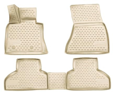 OMAC Gummimatten Fußmatten kompatibel mit BMW X5 E70 2006-2013 TPE Automatten Beige 4X