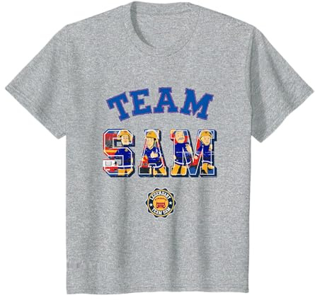 Fireman Sam Kinder T-Shirt, Team Sam, Blau, Kurzarm, Klassisch, Slim, 8 Jahre, Unisex, Cartoon, Alle, Imported