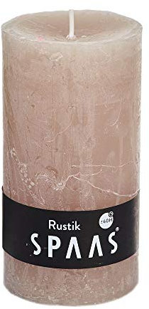 Spaas 8 Rustic Unscented Pillar Candles 70/130 mm, 60 Hours, Beige