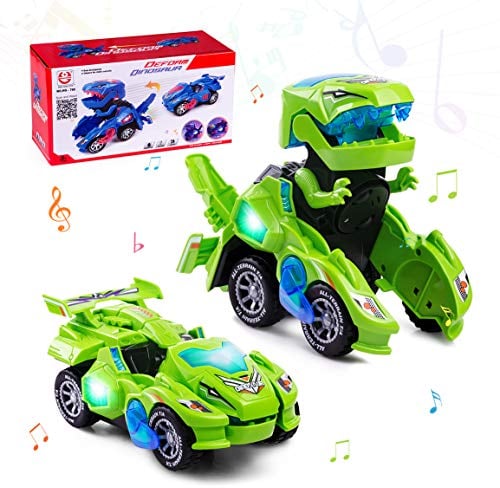 Highttoy Verformung Dinosaurier Spielzeug ab 3 4 5 6 Jahre,Automatische Verwandelndes Dino Auto Spielzeug mit Licht und Ton Kinderspielzeug ab 3 Jahre Jungen Mädchen Geschenke Grün