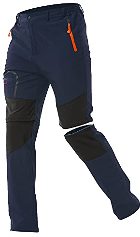 Zoerea Pantaloni Trekking Uomo Asciugare Rapidamente Traspiranti Convertibile Pantaloncini Primavera Estate Sottile All'aperto Alpinismo Escursionismo Calzoni (M, Blu Scuro)
