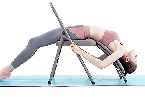CIGOCIVI Yoga-Hilfsessel mit Lendenwirbelstütze, lindert Rückenschmerzen, faltbar, Balance-Handständer, Trainingsgerät (A-Grau)