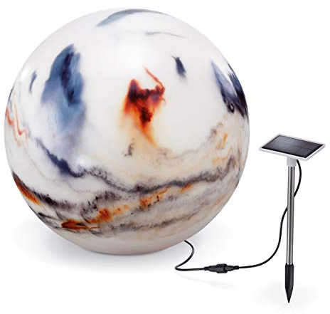 Esotec Solar Leuchtkugel, Marmor Optik, 32cm, Solarkugelleuchte, Solarkugel, Steinoptik, Kugelleuchte, LED Kugel, Solargarten, außen, wetterfest, Winterfest, 102674