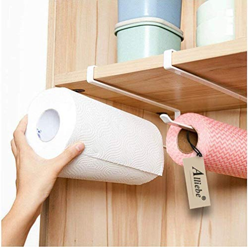 OLRWSLG 2 Stück Handtuchhalter Spender Toilettenpapierhalter Küchenrollenhalter Papier Handtuch Rollenhalter Ohne Bohren Installiert unter dem Regal für Küche, Badezimmer