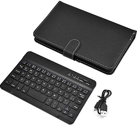 Cuifati Bluetooth-Tastatur und -Hülle, 2 in 1 Elegante Folio-Standetui-Hülle + abnehmbare 3.0-Bluetooth-Tastatur für 4,5-6,8 Android-, und iOS-Telefone(Schwarz)