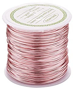 Beadthoven Alambre de cobre resistente al deslustre de calibre 22/0,6 mm de calibre 59 pies/18 m de alambre de metal flexible de oro rosa para envolver joyas abalorios escultura manualidades