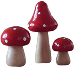 HEALLILY 3 Stücke Mini Pilze Figur Miniatur Natur Holz Pilze Statue Dekofigur Mikro Landschaft Ornament Bonsai Pupenhaus Dekoration Weihnachten Neujahr Party Tischdeko Xmas Geschenke Gelb