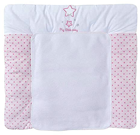 Baby Delux Wickelauflage 70x75 cm weiche Wickelunterlage Wickeltischauflage mit Frotteeauflage wasserdicht waschbar (Magic Stars Rosa)
