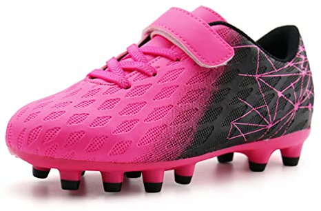 JABASIC Kids Firm Ground Scarpe da calcio Ragazzi Ragazze Scarpe da calcio Sportive, Fucsia nero., 36 EU