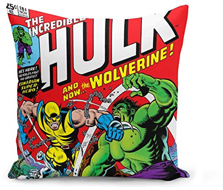 French Unicorn Kissenhülle Comics The Hulk and Wolverine Super Heros Vintage Comics (40 x 40 cm)