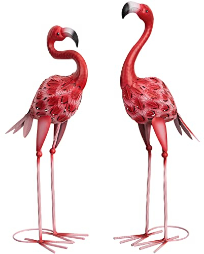 Estatuas de jardín de flamencos de Metal, esculturas de Flamenco Rojo para Patio, decoración al Aire Libre, para decoración del hogar, Patio, césped