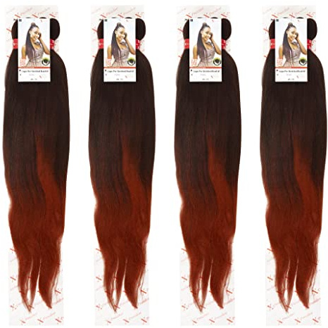 X-Pression 60 INCH XPRESSION LAGOS BRAID PRE-PULLED/PRE-STRETCHED Hair Extension, 60'' 2 In A Pack (Colour T1/350; Black/Copper Red Mix), Heat Resistant, Tangle Free, 1 count