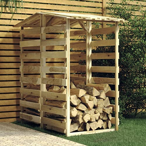 KOIECETA 2X Kiefernholz Holzunterstand Holzlager außen Imprägniert Pergola mit Dach Unterstand Überdachung Kaminholzregal Brennholzregal Feuerholzregal Garten 100x90x200cm