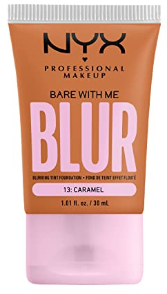 NYX Professional Makeup Weichzeichnende Foundation mit mittlerer Deckkraft und mattem Finish, Bis zu 12 Stunden Pflege und Feuchtigkeit, Mit Niacinamiden, Bare with Me, Farbe: Caramel, 1 x 30 ml