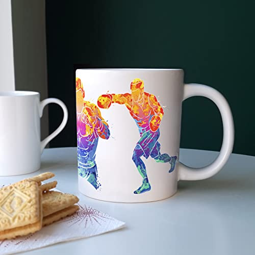 Purely Home Extra Large Big Boxing Mug Themed Abstract Paint Effect - Jumbo White Coffee/Tea Gift for Sports Lovers