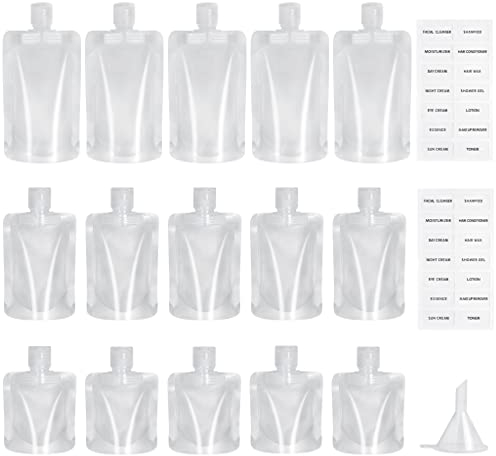 ZGTS 15 Pcs Travel Size Toiletries Bag,Portable Travel Fluid Makeup Packing Bags Refillable Squeeze Pouch for Toiletries Travel Toiletry Containers for Lotion Shampoo Conditioner, Travel Accessories