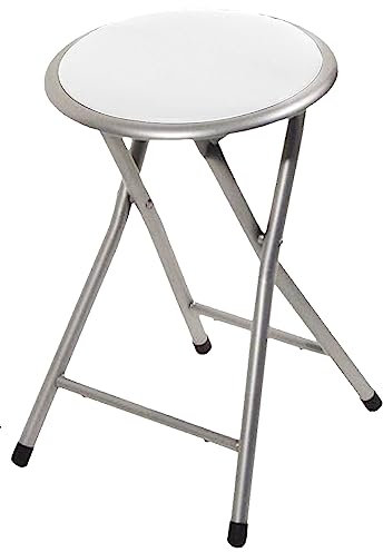 GREAT AIGOO Taburete Plegable Acolchado, Ligera y Elegante, Ideal para Cocina, Jardín y Baño,Diámetro 30 x Altura 45 cm (Pack 2, White)