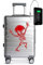TOKYOTO Aluminium-Kabinenkoffer Silber mit USB Leicht Hartschale Moderner Reisekoffer für Jugendliche und Erwachsene Doppelrollen TSA-Schloss 55x35x20 Trolley Handgepäck 55x40x20 cm Silver Skull