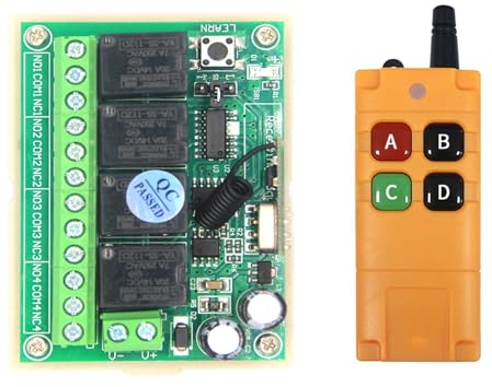 Interruptor de control remoto inalámbrico de 4 canales, 12 V, 24 V, control de acceso, mando a distancia, mando a distancia industrial impermeable (12 V)