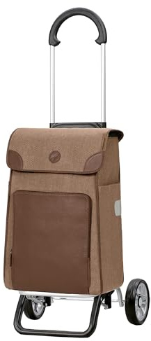ANDERSEN Einkaufstrolley - Scala Shopper Plus Elik braun | sehr leicht, klappbar, klein zusammenlegbar, bis 30 kg - Tasche sehr kompakt, mit Leder, Reflektoren, 38 L
