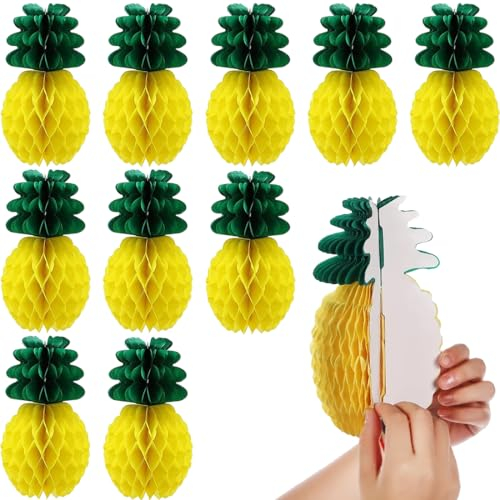 MenYiYDS 10 PCS Ananas-Wabenball-Papier,hawaiianisches tropisches Obst,Papier-Ananas-Dekoration,tropischer Sommer, Hochzeit, Party-Dekoration,Papierlaterne, Ananas per Bicicletta