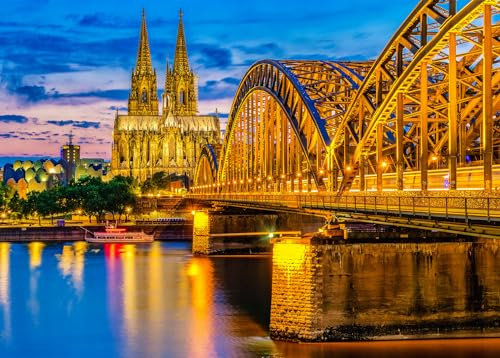 Puzzles 1000 Pieces for Adults jigsaw puzzles for adults 1000 Piece Puzzle Educational Games-Cologne cathedral with Hohenzollern bridge