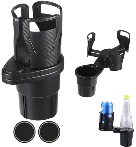 TREABEAR Porte Gobelet Voiture 2 en 1 + 2 sous-Verres, Tout Purpose Car Cup Holder, Porte-Gobelet pour Voiture Réglable, Porte Gobelet, Porte-Gobelet Double pour Voiture, sous-Verres pour Voitures